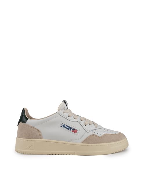 Sneakers Medalist Low in pelle e suede bianco/verde AUTRY | AULMLS56