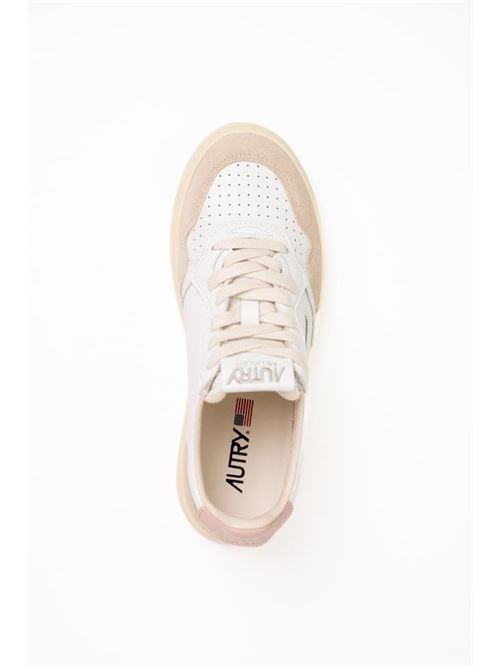 Sneakers Autry Medalist Low in pelle e suede Bianco/Rosa AUTRY | AULWLS37