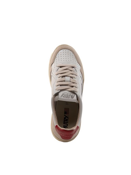 Sneakers Autry Medalist Low in pelle e suede Bianco/Rosso AUTRY | AULWLS43