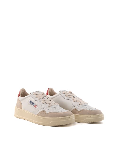 Sneakers Autry Medalist Low in pelle e suede Bianco/Rosso AUTRY | AULWLS43