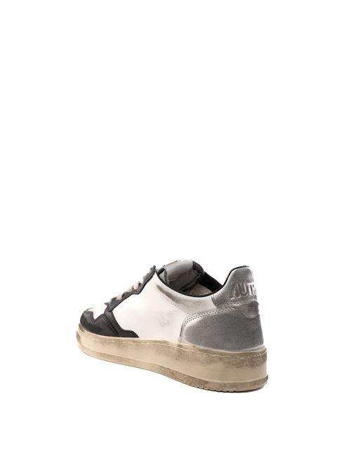 Sneakers Autry Medalist Low Super vintage in pelle bianca/nera/argento AUTRY | AVLMSV11