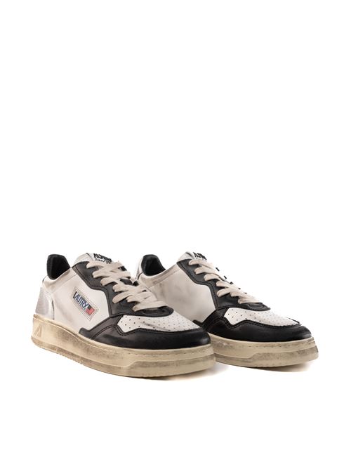 Sneakers Autry Medalist Low Super vintage in pelle bianca/nera/argento AUTRY | AVLMSV11