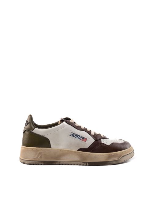 Sneakers Autry Medalist Low Super vintage in pelle bianca/military/marrone AUTRY | AVLMVL03