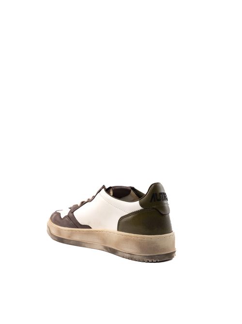 Sneakers Autry Medalist Low Super vintage in pelle bianca/military/marrone AUTRY | AVLMVL03