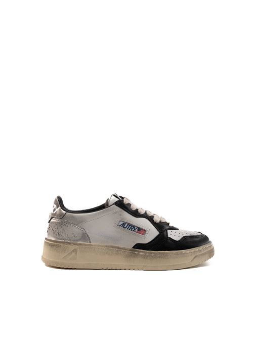 Sneakers Autry Medalist Low Super vintage in pelle bianca/nera/argento AUTRY | AVLWSV11