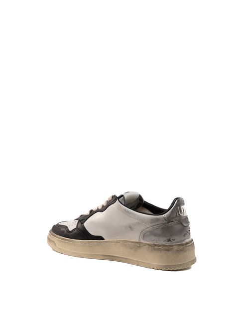 Sneakers Autry Medalist Low Super vintage in pelle bianca/nera/argento AUTRY | AVLWSV11