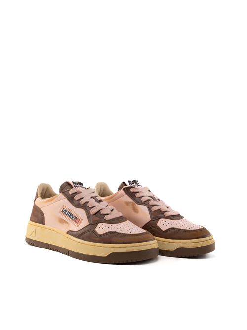 Sneakers Autry Medalist Low Super vintage in pelle marrone/rosa AUTRY | AVLWSV43