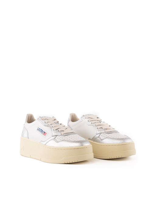 Sneakers Autry Medalist Platform in pelle Bianco/Argento AUTRY | PTLWWB18