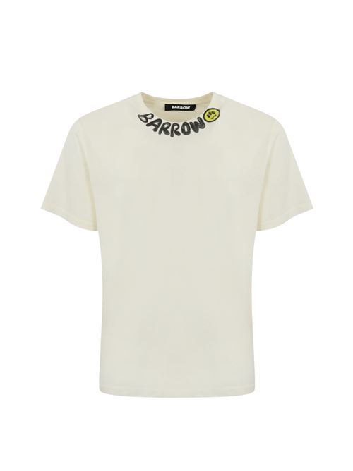 T-shirt con logo sul collo in cotone bianco Barrow | F4BWUATH066002