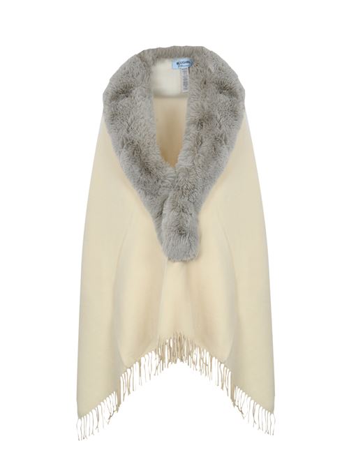 Stola in maglia di viscosa crema con collo in faux fur BLUGIRL | PF4004T030010110