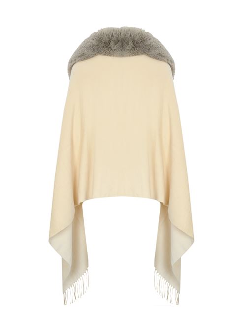 Stola in maglia di viscosa crema con collo in faux fur BLUGIRL | PF4004T030010110