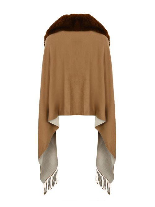 Stola in maglia di viscosa toasted con collo in faux fur BLUGIRL | PF4004T030081029