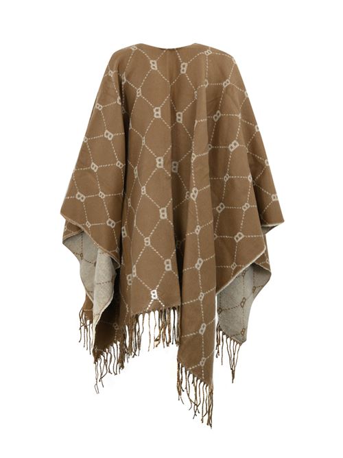 Poncho con logo jacquard cammello/bianco BLUGIRL | PF4008T030081029