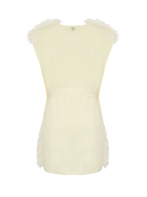 Gilet in faux fur e maglia Crema BLUGIRL | PF4015M030014300