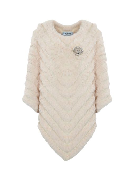 Poncho con spilla in faux fur crema BLUGIRL | PF4016T030010110