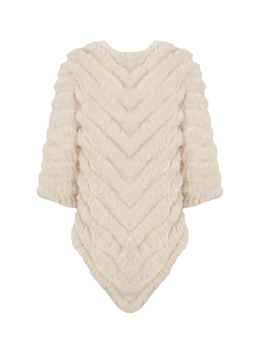 Poncho con spilla in faux fur crema BLUGIRL | PF4016T030010110