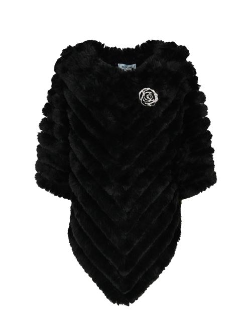 Poncho con spilla in faux fur nero BLUGIRL | PF4016T030022222