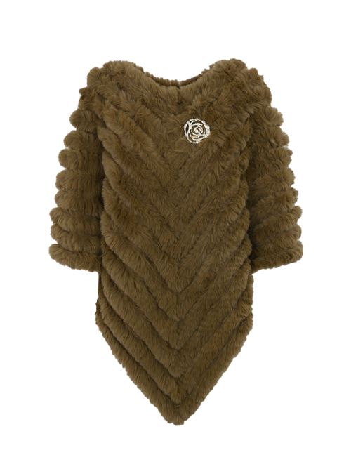 Poncho con spilla in faux fur toasted BLUGIRL | PF4016T030081029