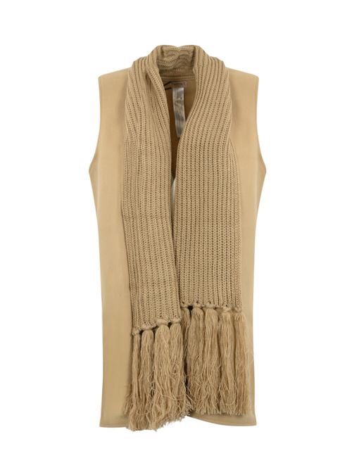 Gilet con frange cammello TWINSET | 242TO538111754