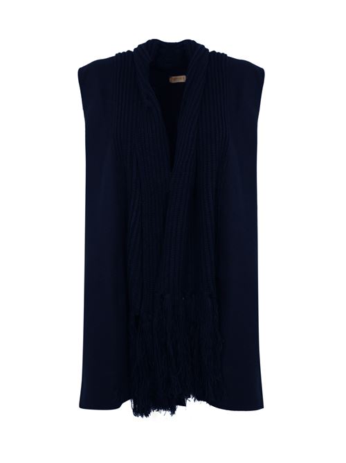 Gilet con frange blu TWINSET | 242TO538111956