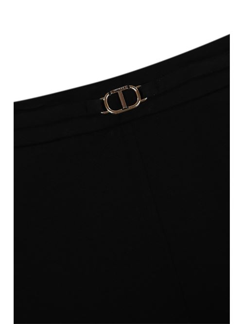 Pantaloni in viscosa stretch nero con cinturino Oval-t TWINSET | 242TP224A00006