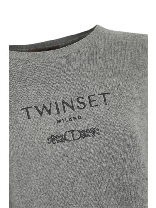 Maglia con logo in misto lana Grigio Melange TWINSET | 242TP380011759