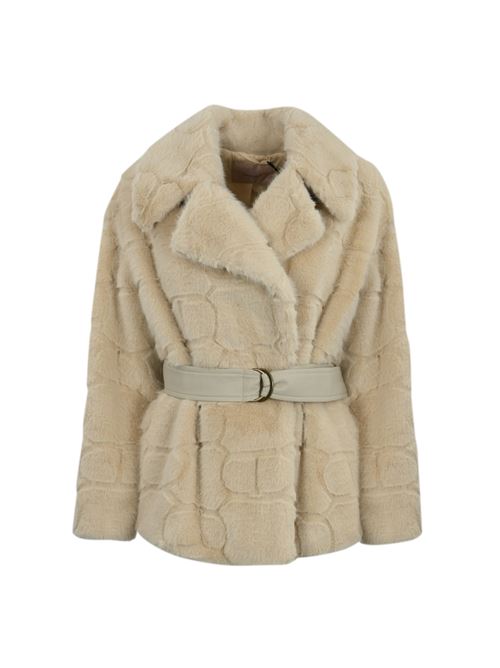 Cappotto corto in faux fur con logo TWINSET | 242TT203111952