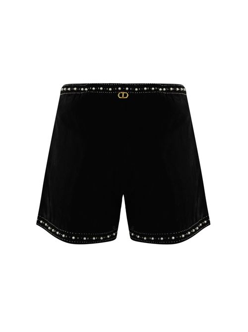 Shorts in velluto con ricamo gioiello TWINSET | 242TT224200006