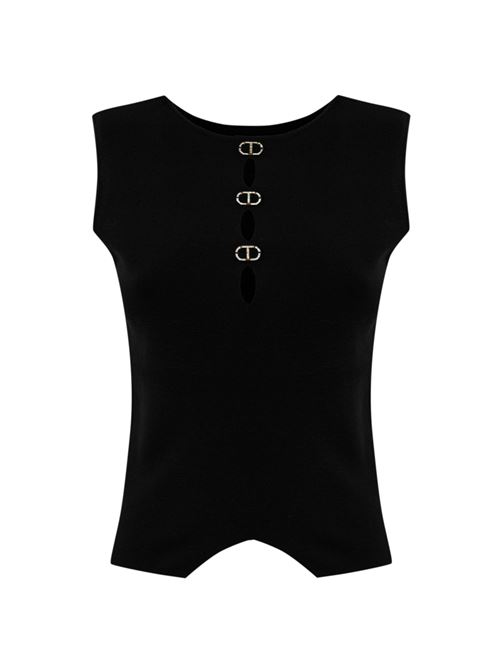 Top doppio uso in maglia di viscosa Nero TWINSET | 242TT303000006