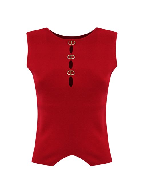 Top doppio uso in maglia di viscosa Rosso TWINSET | 242TT303000740