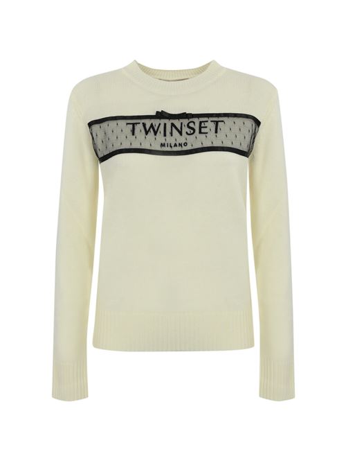 Maglione in lana e cashmere con ricamo TWINSET | 242TT350000282