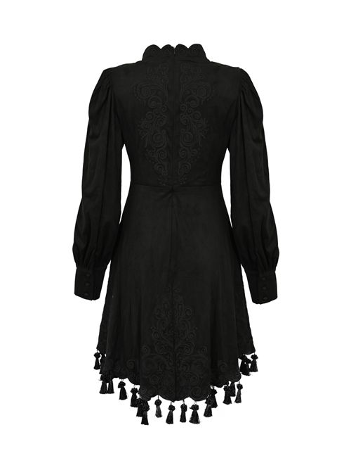 Abito in misto cotone con frange AMOSA | A25FWAB10NERO