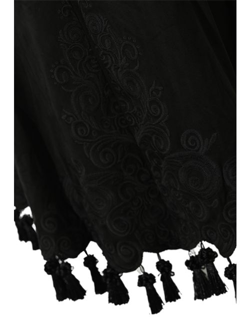 Abito in misto cotone con frange AMOSA | A25FWAB10NERO
