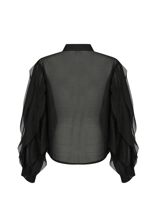 Camicia in misto lino con volant Nero AMOSA | A25FWCA07NERO