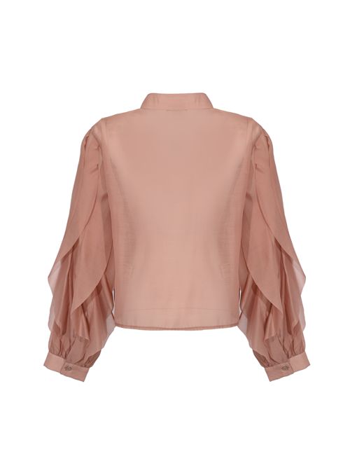 Camicia in misto lino con volant Rosa AMOSA | A25FWCA07ROSA