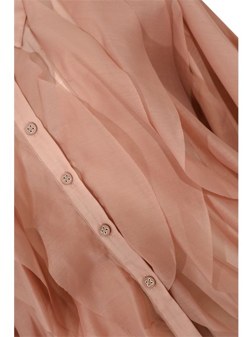 Camicia in misto lino con volant Rosa AMOSA | A25FWCA07ROSA