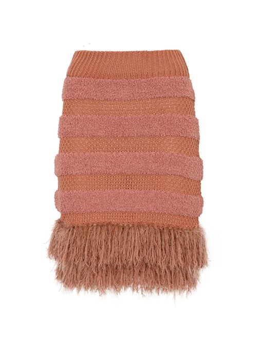 Gonna in maglia di cotone con frange AMOSA | A25FWGM42NUDE