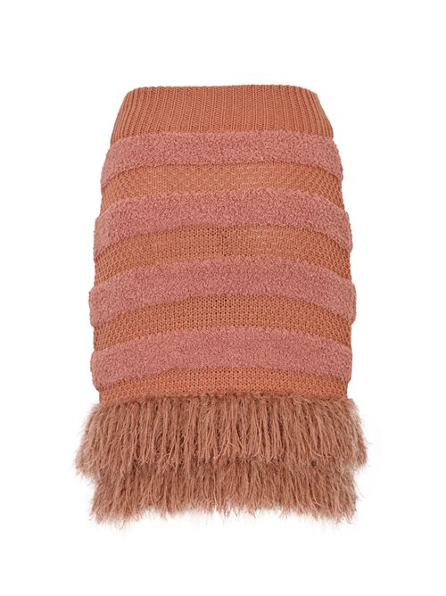 Gonna in maglia di cotone con frange AMOSA | A25FWGM42NUDE