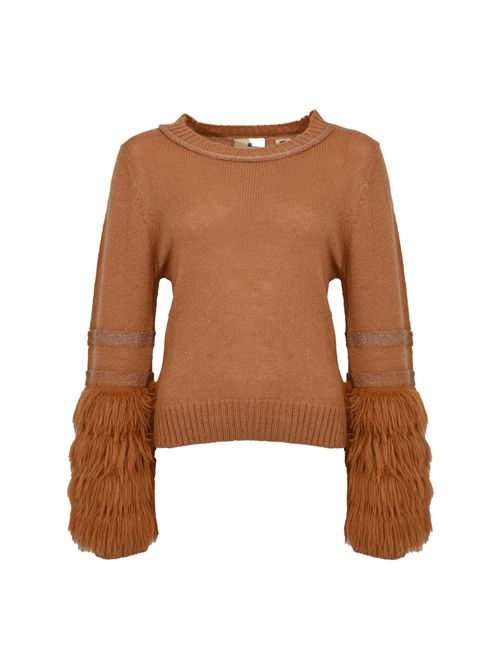 Maglia in misto lana con frange AMOSA | A25FWMA60CAMELL