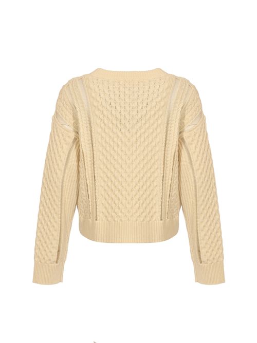 Maglia a trecce in misto lana Avorio ATOMO | AI25AFD1102D