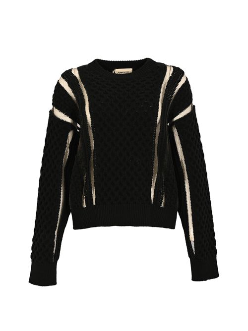 Maglia a trecce in misto lana Nero ATOMO | AI25AFD1103D