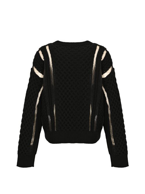 Maglia a trecce in misto lana Nero ATOMO | AI25AFD1103D