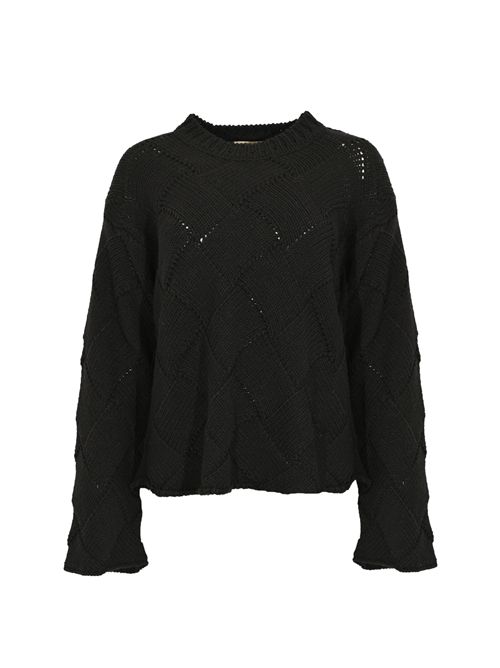 Maglione misto lana in punto canestro Nero ATOMO | AI25AFD1703D