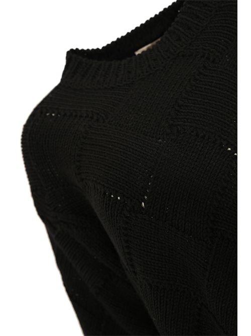 Maglione misto lana in punto canestro Nero ATOMO | AI25AFD1703D