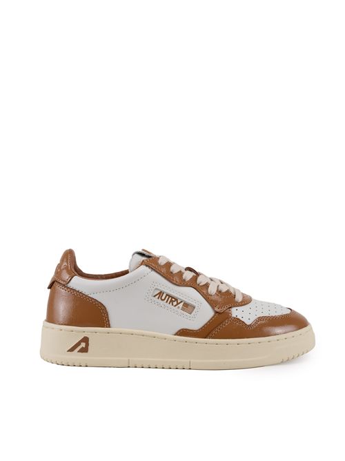 Sneakers Medalist Low in pelle e pelle smaltata bicolor White/Brown sugar AUTRY | AULWRT02