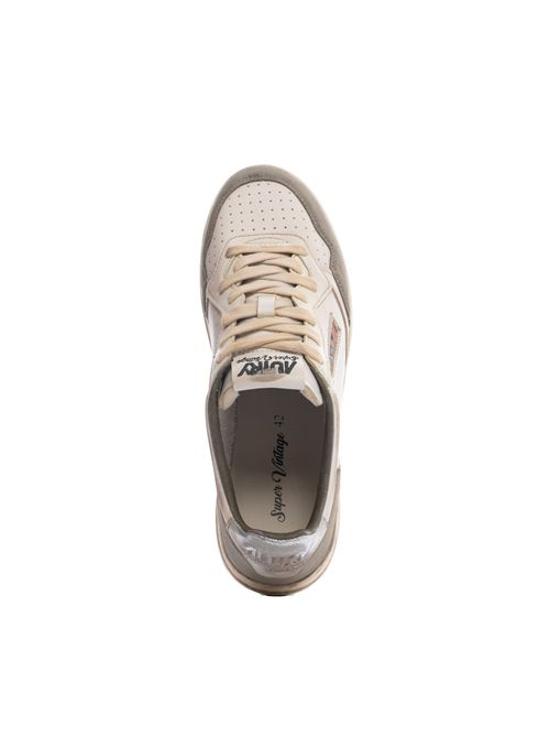 Sneakers Medalist Low Super vintage in pelle e suede Bianco/argento/Lizard AUTRY | AVLMLS10