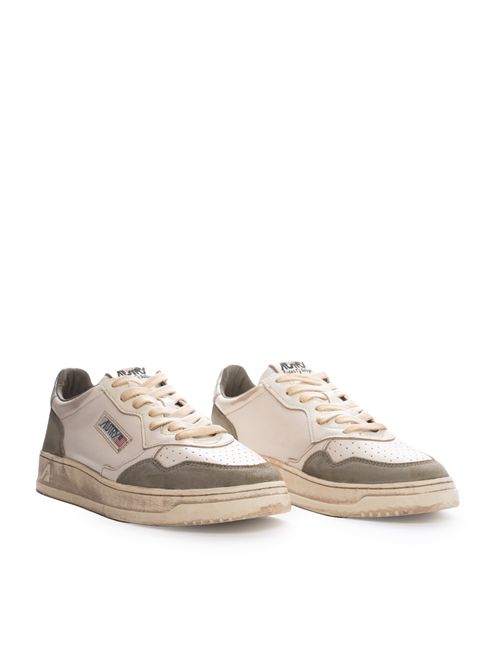 Sneakers Medalist Low Super vintage in pelle e suede Bianco/argento/Lizard AUTRY | AVLMLS10