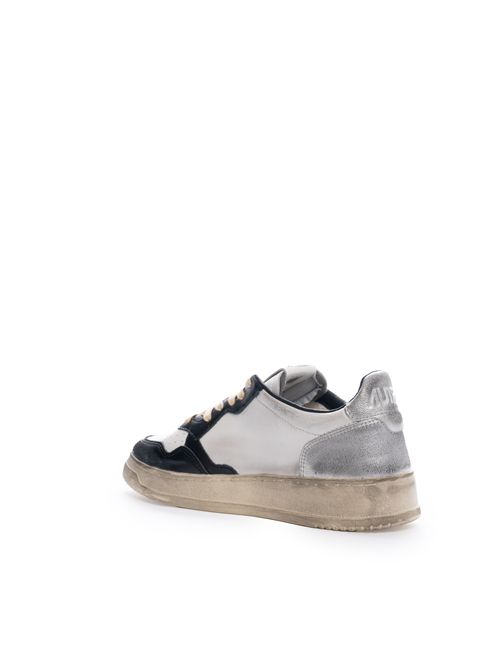 Sneakers Autry Medalist Low Super vintage in pelle bianca/nera/argento AUTRY | AVLMSV11