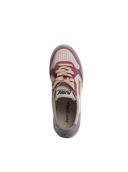 Sneakers Medalist Low Super vintage in pelle Bianco/Fucsia/Violet AUTRY | AVLWMT07