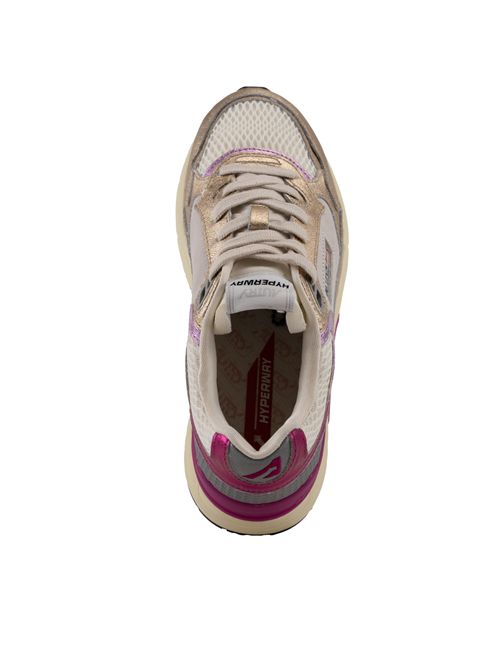 Sneakers Hyperway in mesh e pelle laminata Fuxia/Platinum AUTRY | HYLWEM01